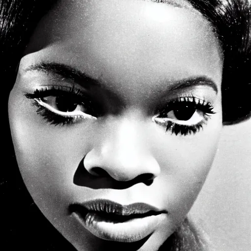 Image similar to black and white photo of a beautiful and elegant 1 9 6 5 young black actress