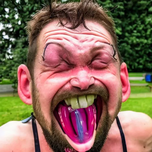 Image similar to extreme silly face championship winning entry, face pulling world tournament 2 0 1 9