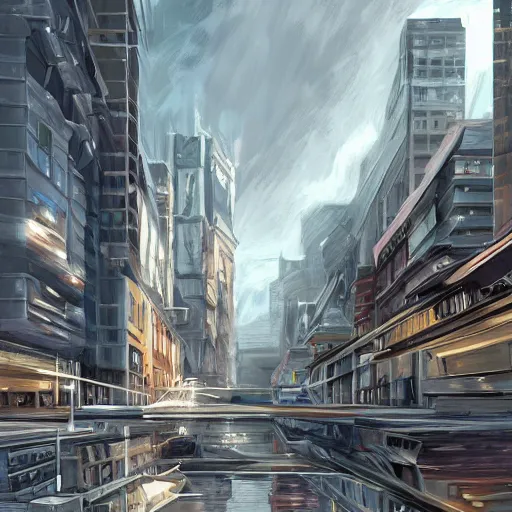 Image similar to city landscape concept art, gravity failing, ultra detailed