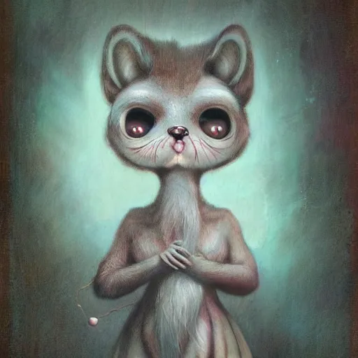 Prompt: a weird surreal and whimsical furry creature, fantasy concept art by nicoletta ceccoli, mark ryden, lostfish, max fleischer