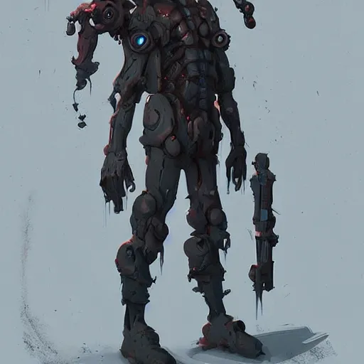 Image similar to sci - fi zombie character concept design ， trending on artstation ， by neil blevins and andreas rocha and tuomas korpi - h 8 0 0