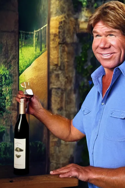 Image similar to 📷 wine cask with steve irwin's face 🍷, made of drink, still image, dynamic lighting, 4 k