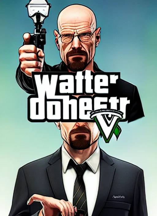 Image similar to walter white in gta 5 game poster