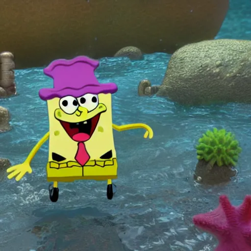 Image similar to spongebob bikini bottom, intricate detail, hieronymous bosch, whealan, hd, unreal engine