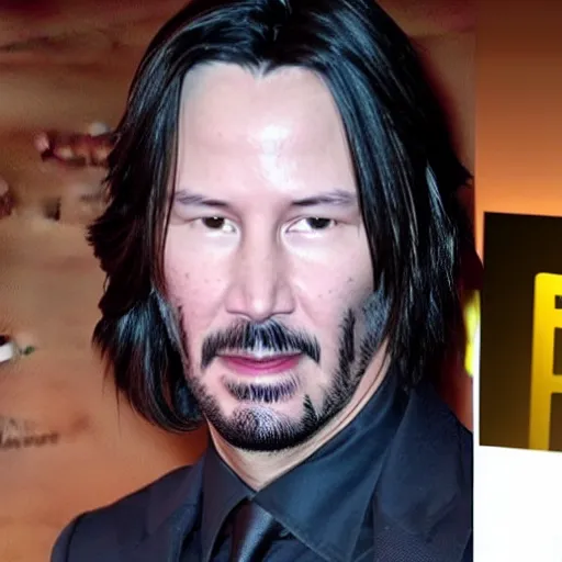 Image similar to keanu reeves as a nutella, looks like nutella