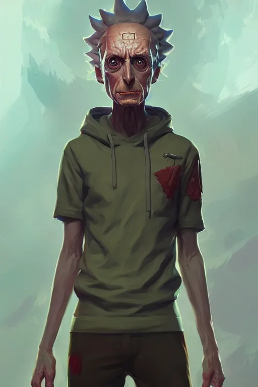 Image similar to A highly detailed full body portrait painting of Morty from Rick and Morty, Greg Rutkowski, trending on artstation