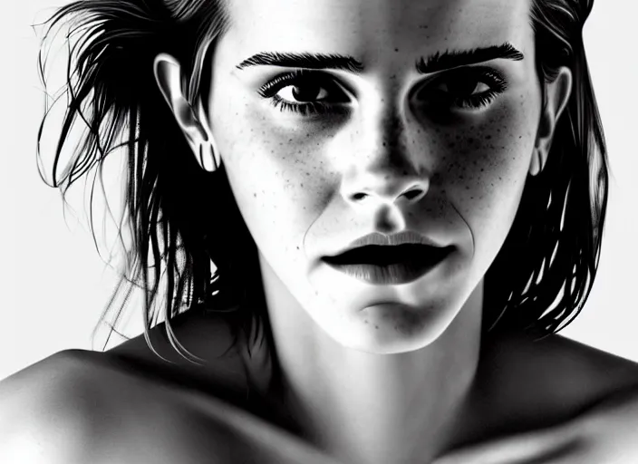 Prompt: mid shot portrait of emma watson with transparent skin, visible muscle and bones and veins and nerves and internal organs, in the style of david cronenberg, high fashion, id magazine, realistic, sharp focus, 8 k high definition, film photography, photo realistic, insanely detailed, by david kostic and stanley lau and artgerm