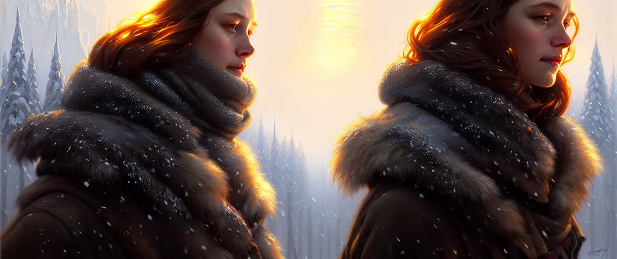 Image similar to ultra realistic illustration, winter is coming, advertising poster, highly detailed, digital painting, artstation, concept art, smooth, sharp focus, illustration, art by artgerm and greg rutkowski and alphonse mucha