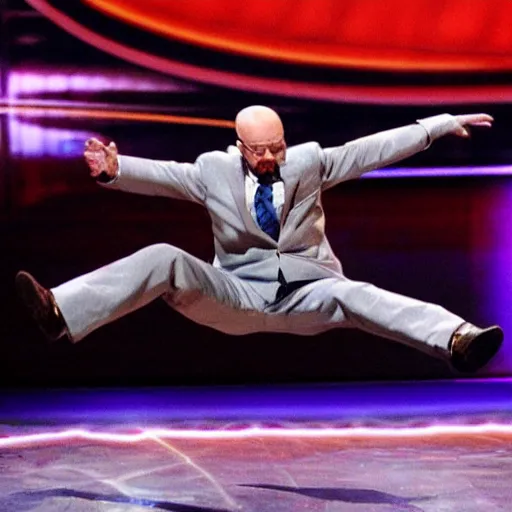 Image similar to walter white breakdancing on america's got talent