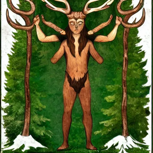 Prompt: Cernunnos and nature in the style of DZO:OLIVIER