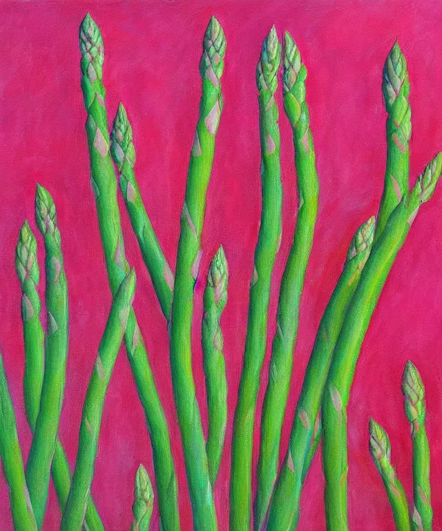 Image similar to pink asparagus, oil painting