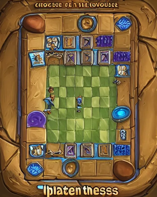 Image similar to hearthstone card of chess playing baby