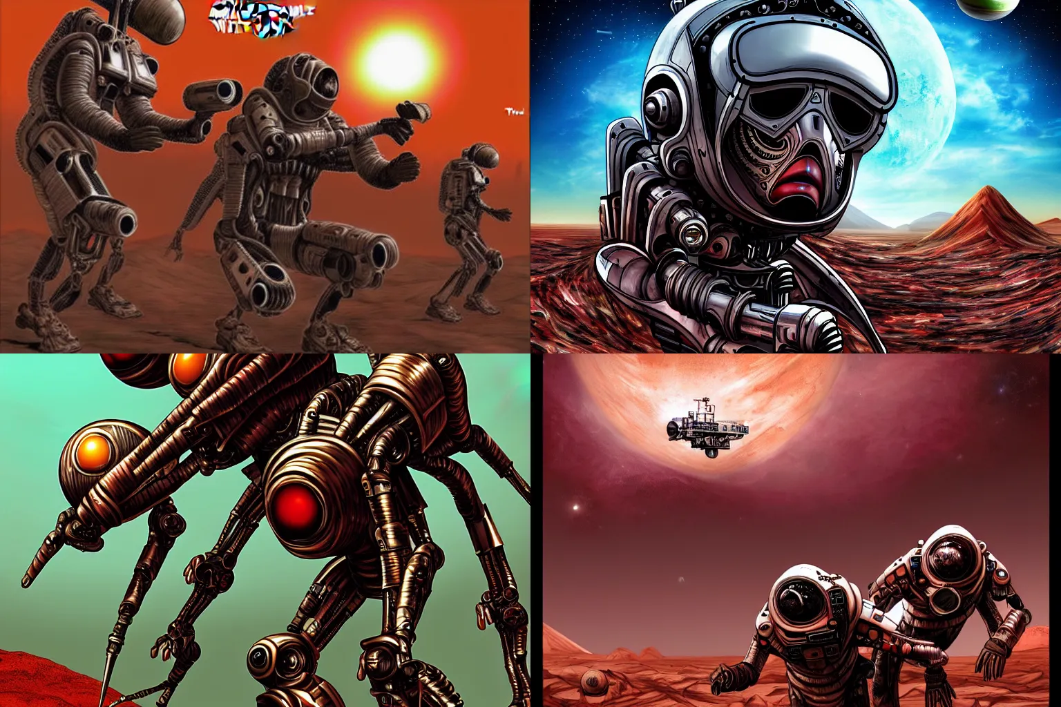 Image similar to martian planet, transhuman biotechnical battle war, digital, modern, machine - punk!