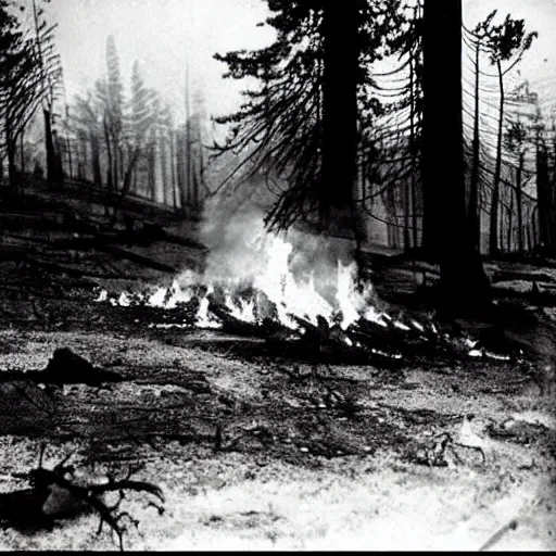 Image similar to “forest fire, 1900’s photo”