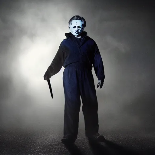 Image similar to Michael Myers from the movie Halloween 8k hdr moody lighting