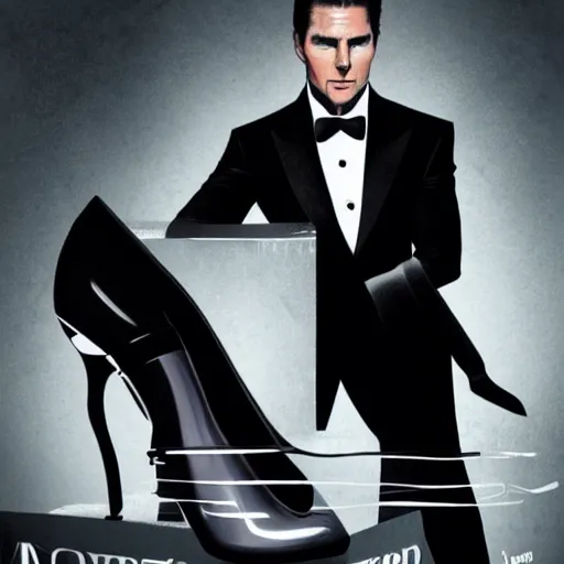Image similar to concept poster of tom cruise as james bond wearing woman ’ s high heels