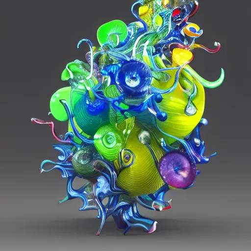 Prompt: complex 3 d render, ultra detailed, beautiful glass sculpture of weird in style of dale chihuly, trending on artstation