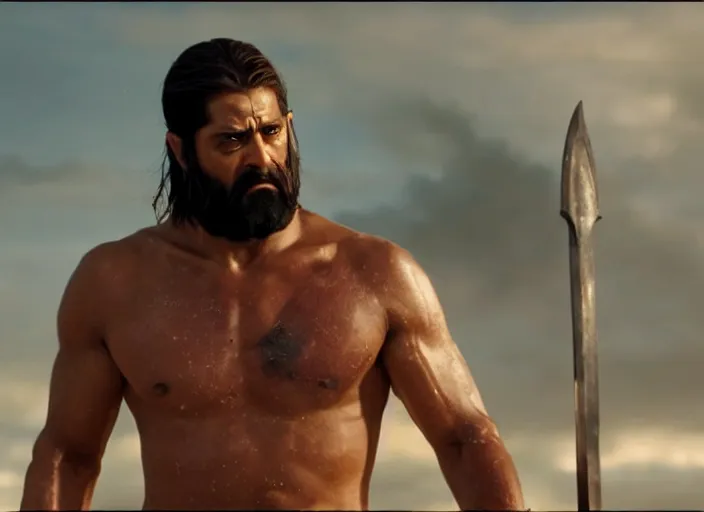 Prompt: film still of rimuru tempest as leonidas in 3 0 0 movie, 8 k