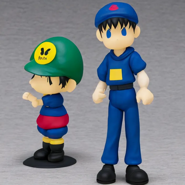 Image similar to Ness, a GOODSMILE figure of Ness from Earthbound, figurine, detailed product photo,