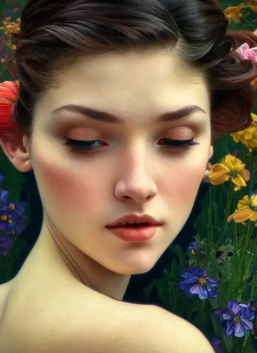 Image similar to photo of a gorgeous young woman in the style of stefan kostic, realistic, sharp focus, 8 k high definition, insanely detailed, intricate, elegant, art by david cronenberg and stanley lau and alphonse mucha and hopper and gilleard and ryden and wolfgang lettl and yoshitako ameno and artgerm