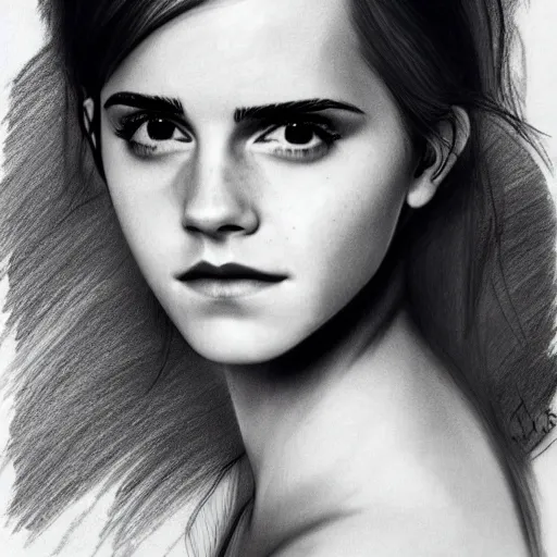 Image similar to emma watson seductive pencil sketch,