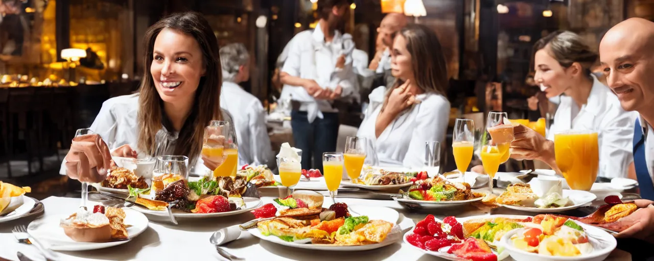 Prompt: Brunch in five-star restaurant. Promotional Advertisement Photo.