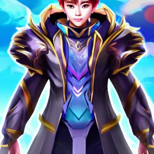 Prompt: xiumin from the kpop band exo as a mobile legends hero, character design, whole body, 8 k, high definition, extremely detailed, photo - realistic