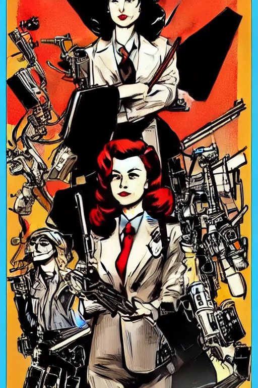 Image similar to Agent carter illustration concept art in the style of Amano, Yoshitaka