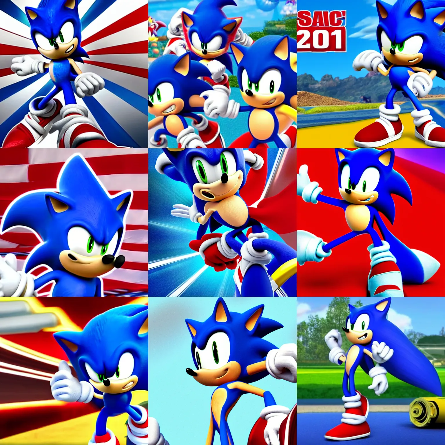 Prompt: sonic the hedgehog being used in a 2 0 2 4 election ad for the united states, 8 k, cartoon