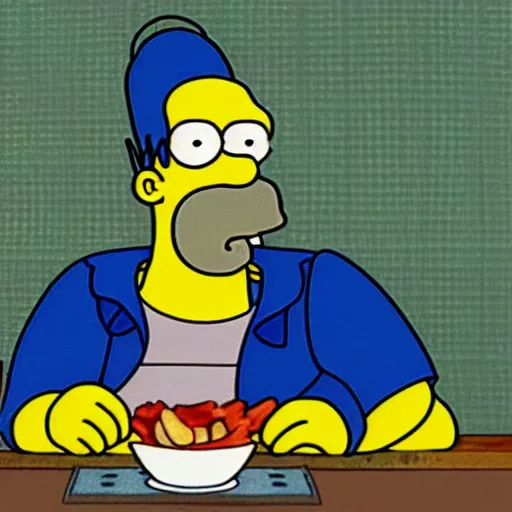 Prompt: homer simpson eating garlic