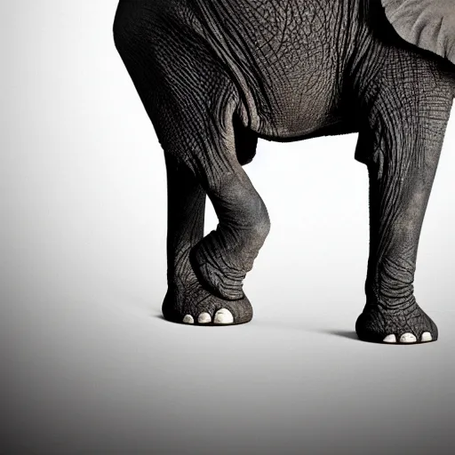 Image similar to an elephant falling apart and crumbling to dust to the air, photorealistic