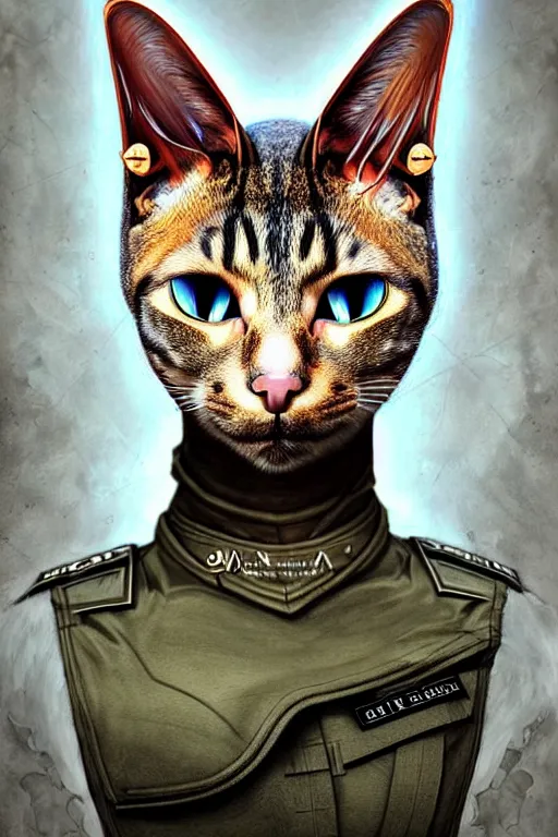 Prompt: epic professional digital art of female anthropomorphic cat starship military officer, humanoid cat head, cat ears, painting, by leesha hannigan, iris van herpen, artstation, cgsociety, wlop, epic, much wow, much detail, gorgeous, detailed, masterpiece