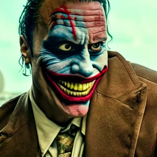 Image similar to dwayne johnson as the joker, movie still