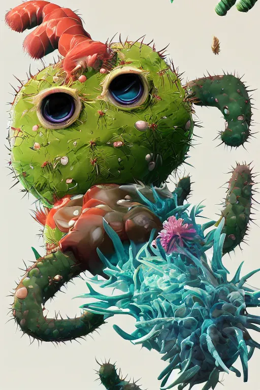 Image similar to 3 d render creature animal sushi cristal very big eye roots cactus elemental flush of force nature micro world fluo fishscale, comics gta 5 cover, official fanart behance hd artstation by jesper ejsing, by rhads, makoto shinkai and lois van baarle, ilya kuvshinov, ossdraws