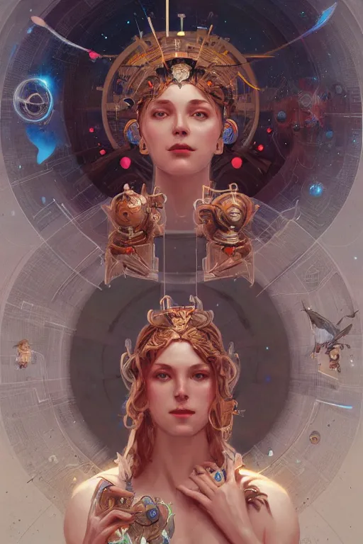 Image similar to goddess of space and time, accurate anatomy, only two hands, highly detailed, digital painting, artstation, concept art, smooth, sharp focus, illustration, Unreal Engine 5, 8K, art by sakimichan and greg rutkowski and alphonse Mucha