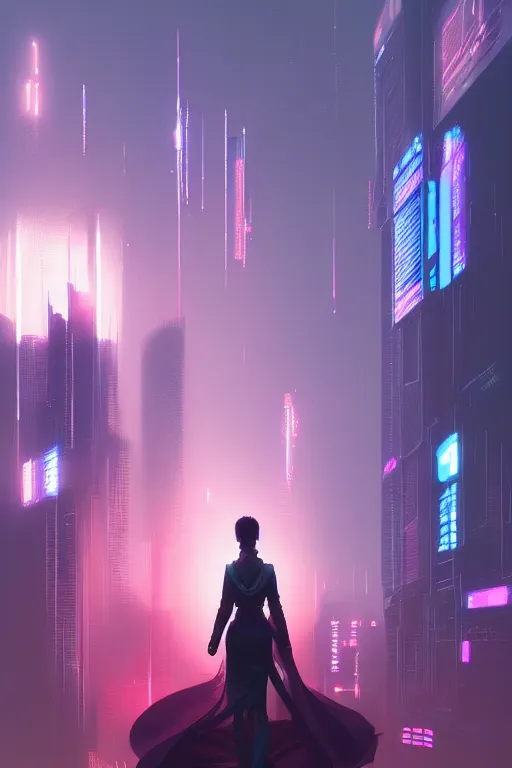 Prompt: round field, city, cyberpunk, fantasy, neon lights, sharp focus, intricate, elegant, digital painting, artstation, matte, highly detailed, concept art, illustration, ambient lighting, art by ruan jia and artgerm and range murata and wlop and ross tran and william, adolphe bouguereau and beeple