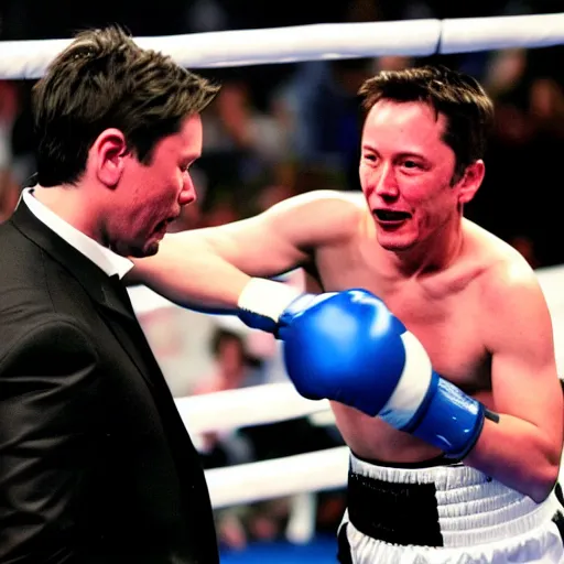 Image similar to Keanu reeves fights elon musk boxing