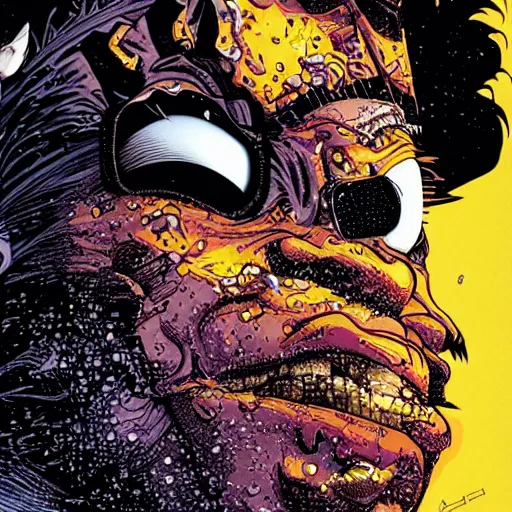 Image similar to closeup of face melting, by yoichi hatakenaka, masamune shirow, josan gonzales and dan mumford