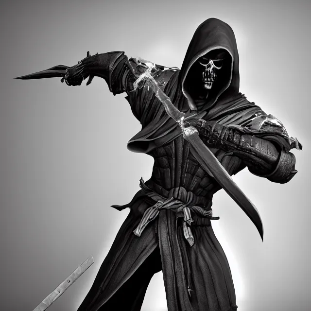 Image similar to grim reaper in mortal kombat, videogame 3d render, 4k, artstation