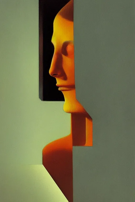 Image similar to woman wearing oculus and digital glitch head edward hopper and james gilleard, zdzislaw beksisnski, higly detailed