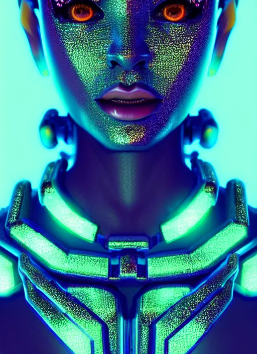 Prompt: photorealistic portrait of oriental female humanoid, glittering skin, cyber neon lights, highly detailed, cyberpunk high fashion, elegant, crispy quality, trending in artstation, trending in pinterest, glamor pose, no signature, no watermark, cinematic, art by pascal blanche