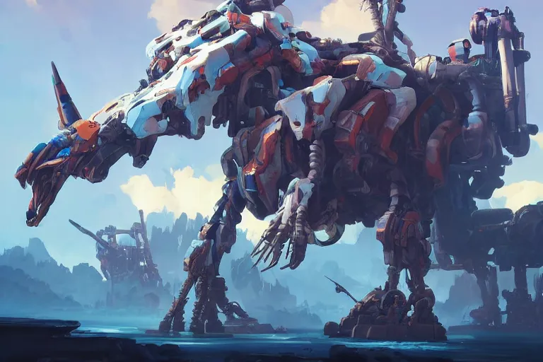 Image similar to sawtooth machine mecha animal beast robot of horizon forbidden west horizon zero dawn bioluminiscence, behance hd by jesper ejsing, by rhads, makoto shinkai and lois van baarle, ilya kuvshinov, rossdraws global illumination