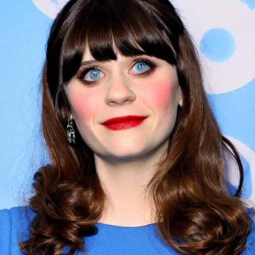 Image similar to Zooey Deschanel has weird eyes and probably hates what people are doing with her likeness