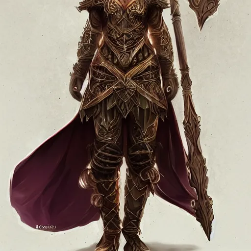 Image similar to beautiful earthen sorceress wearing wooden armor, trending on artstation, ultra fine detailed, hyper detailed, hd, concept art, digital painting