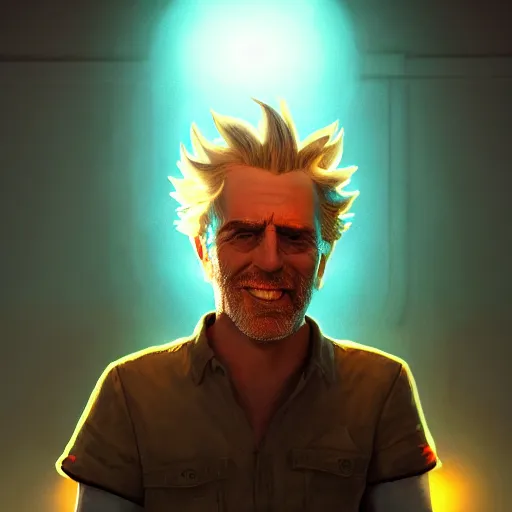 Prompt: portrait art of rick sanchez 8 k ultra realistic, lens flare, atmosphere, glow, detailed, intricate, full of colour, cinematic lighting, trending on artstation, 4 k, hyperrealistic, focused, extreme details, unreal engine 5, cinematic, masterpiece