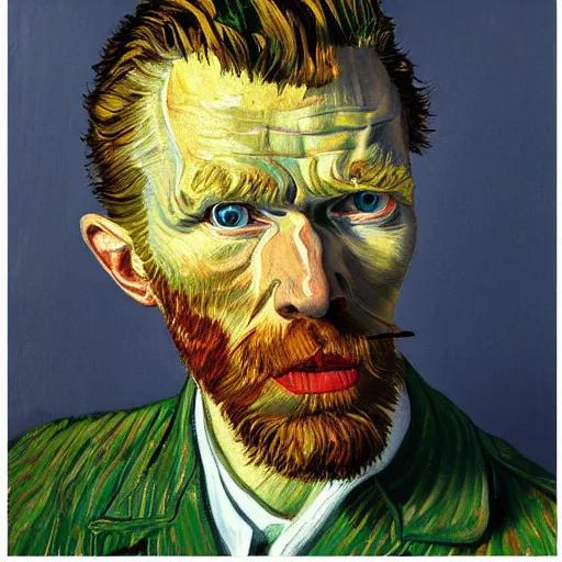 Prompt: high quality high detail painting by lucian freud, hd, portrait of van gogh, photorealistic lighting