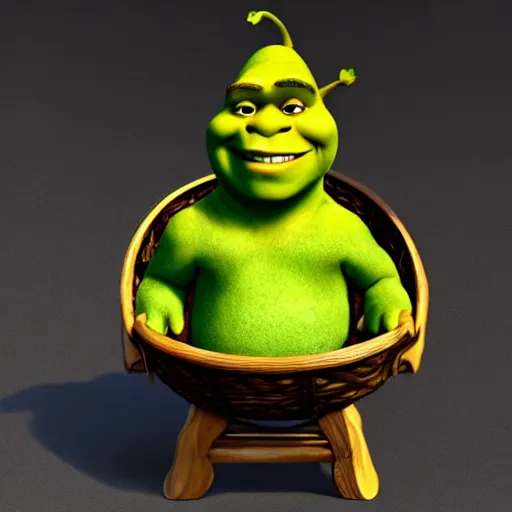 Image similar to shrek as an avocado chair, realistic, hyperrealistic, ultra realistic, real, real world, highly detailed, very detailed, extremely detailed, intricate details, 8 k resolution, hd quality