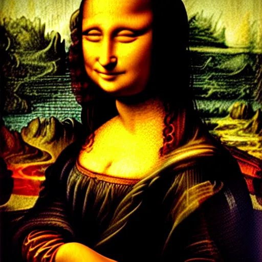 Prompt: The Mona Lisa stoned out of her mind