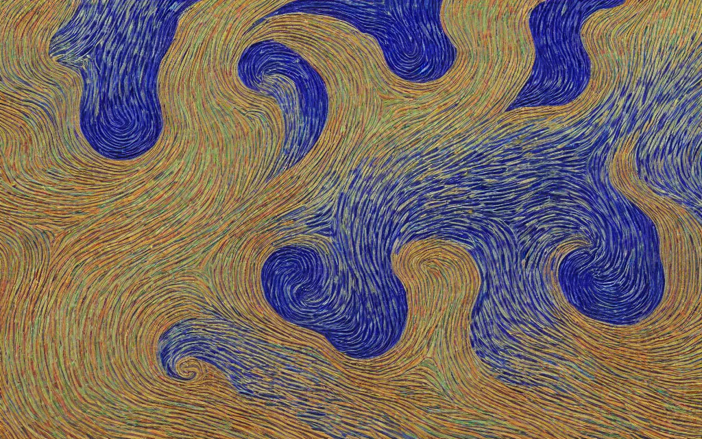 Image similar to rainy streets of kyoto, fractal waves. japanese embroidery. retro minimalist art by jean giraud and van gogh.