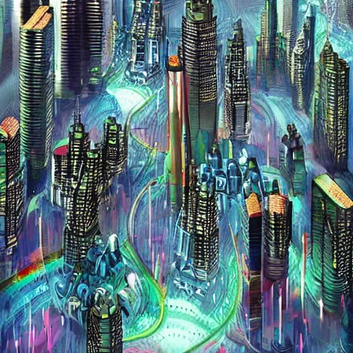 Prompt: a futuristic city that's more advanced than we are now because people aren't weird on main